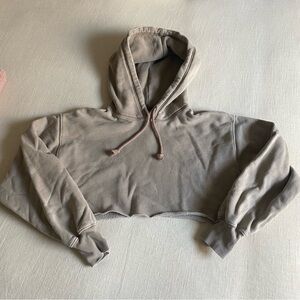 Aritzia Women's Tan Cropped Hoodie